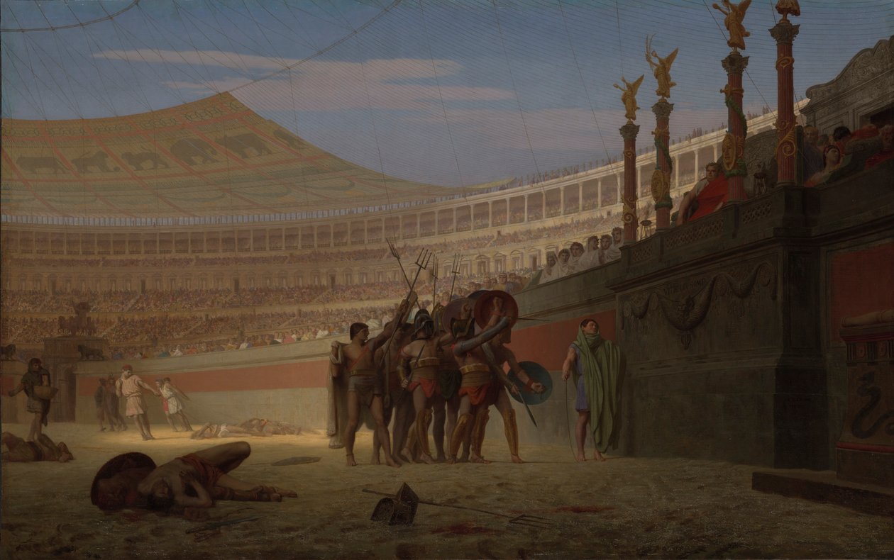 Hail Caesar! Morituri te salutant (Üdvözöllek, Caesar! Mi, akik hamarosan meghalunk, üdvözlünk téged) alkotó: Jean Leon Gerome