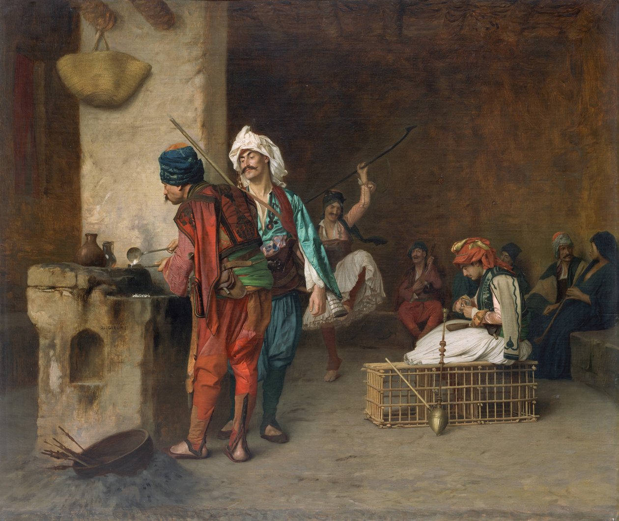Cafe House, Cairo Casting Bullets, 1884 vagy korábban. alkotó: Jean Leon Gerome