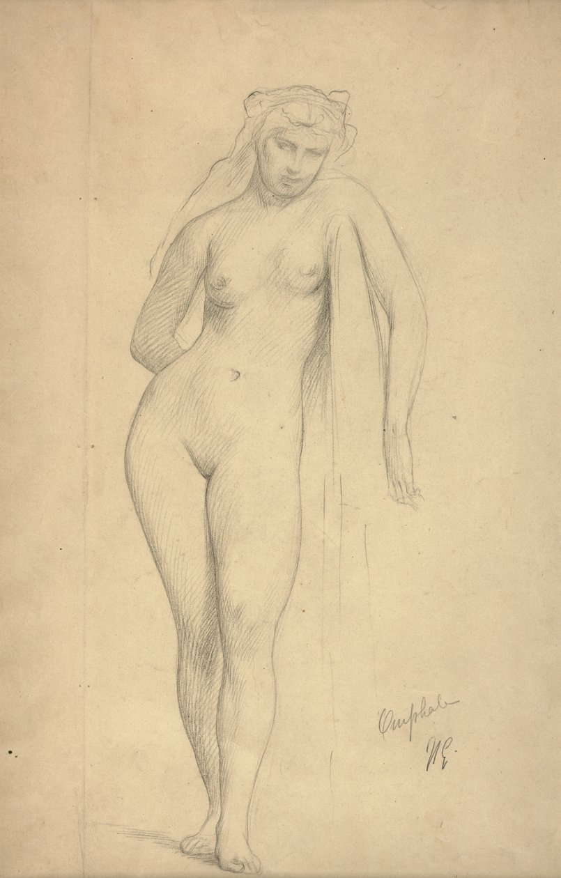 Omphale, 1887 körül (grafit papíron) alkotó: Jean Leon Gerome