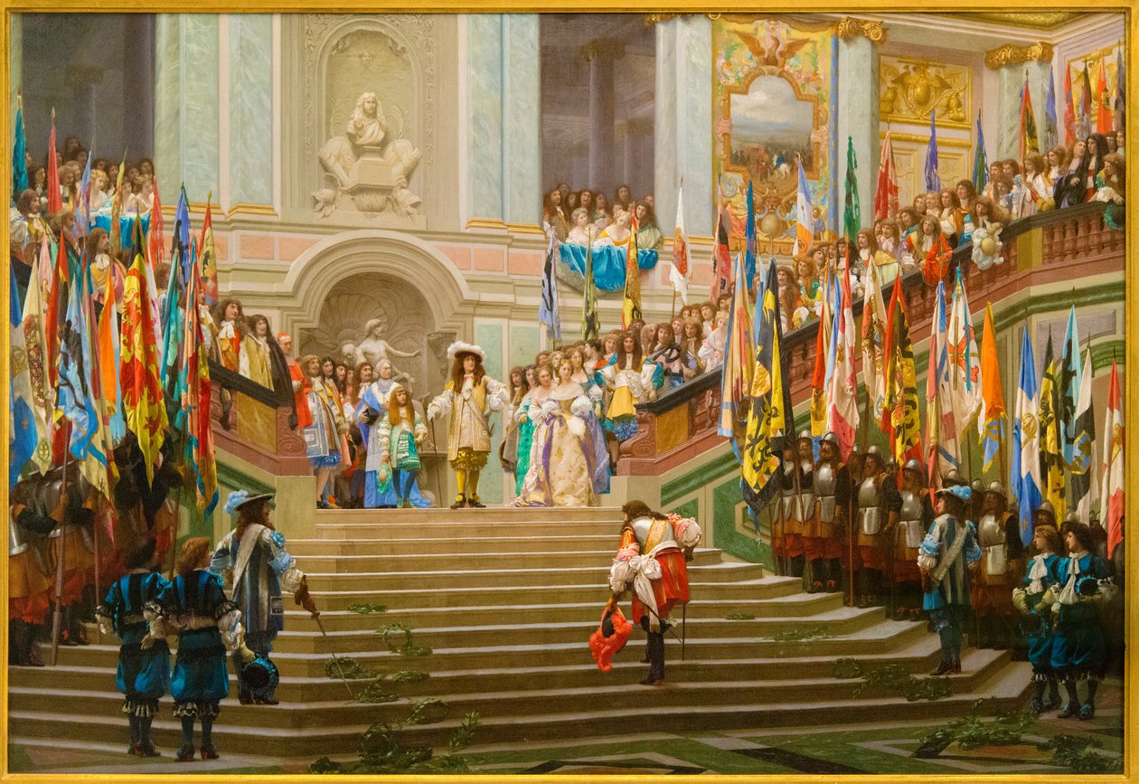 Louis 2 de Bourbon Conde fogadtatása szerint a Grand Conde Louis 14 a Versailles-ban 1674-ben alkotó: Jean Leon Gerome
