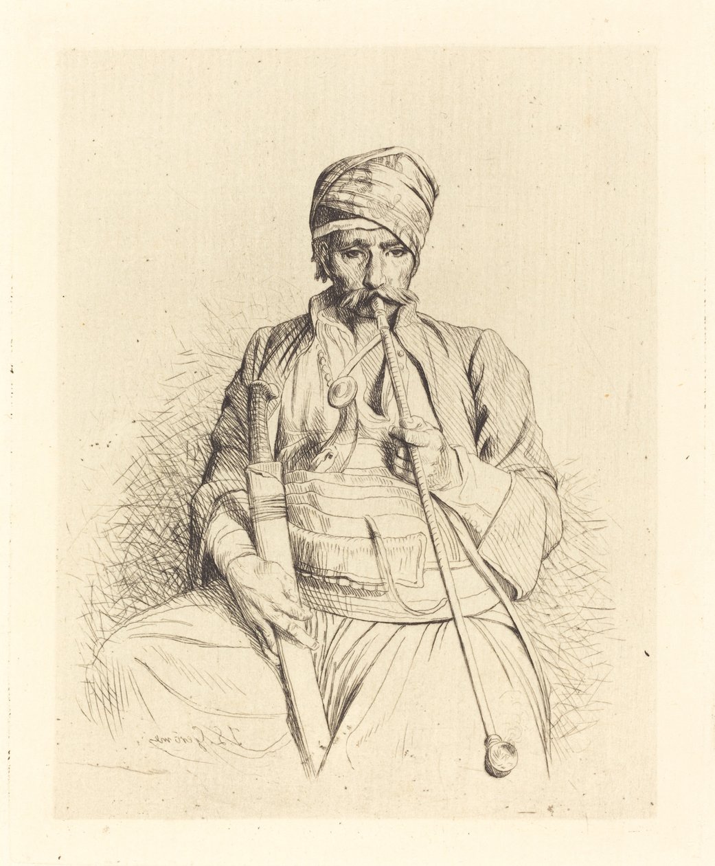 Ülő arab pipával alkotó: Jean Leon Gerome