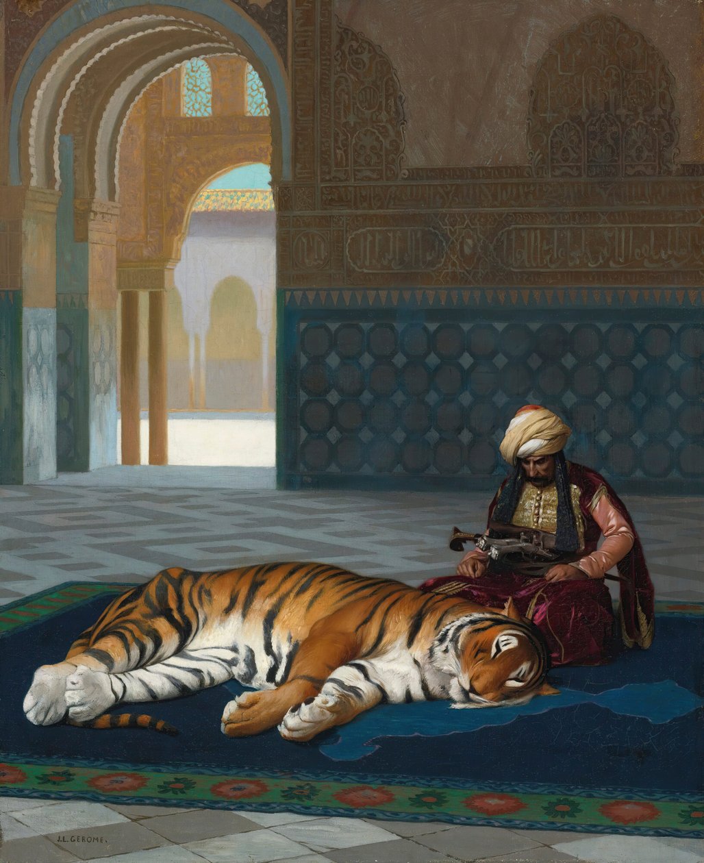 A tigris és az őrző (olaj, vászon) alkotó: Jean Leon Gerome