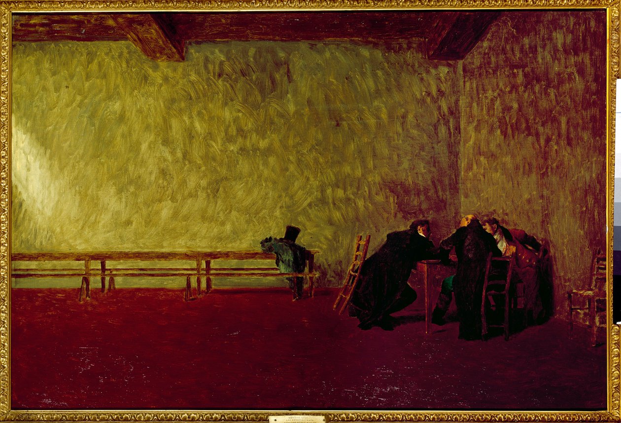 Az összeesküvők. Privát találkozó három férfi között, akik tervet készítenek. Jean Leon Gerome (1824-1904) festménye alkotó: Jean Leon Gerome