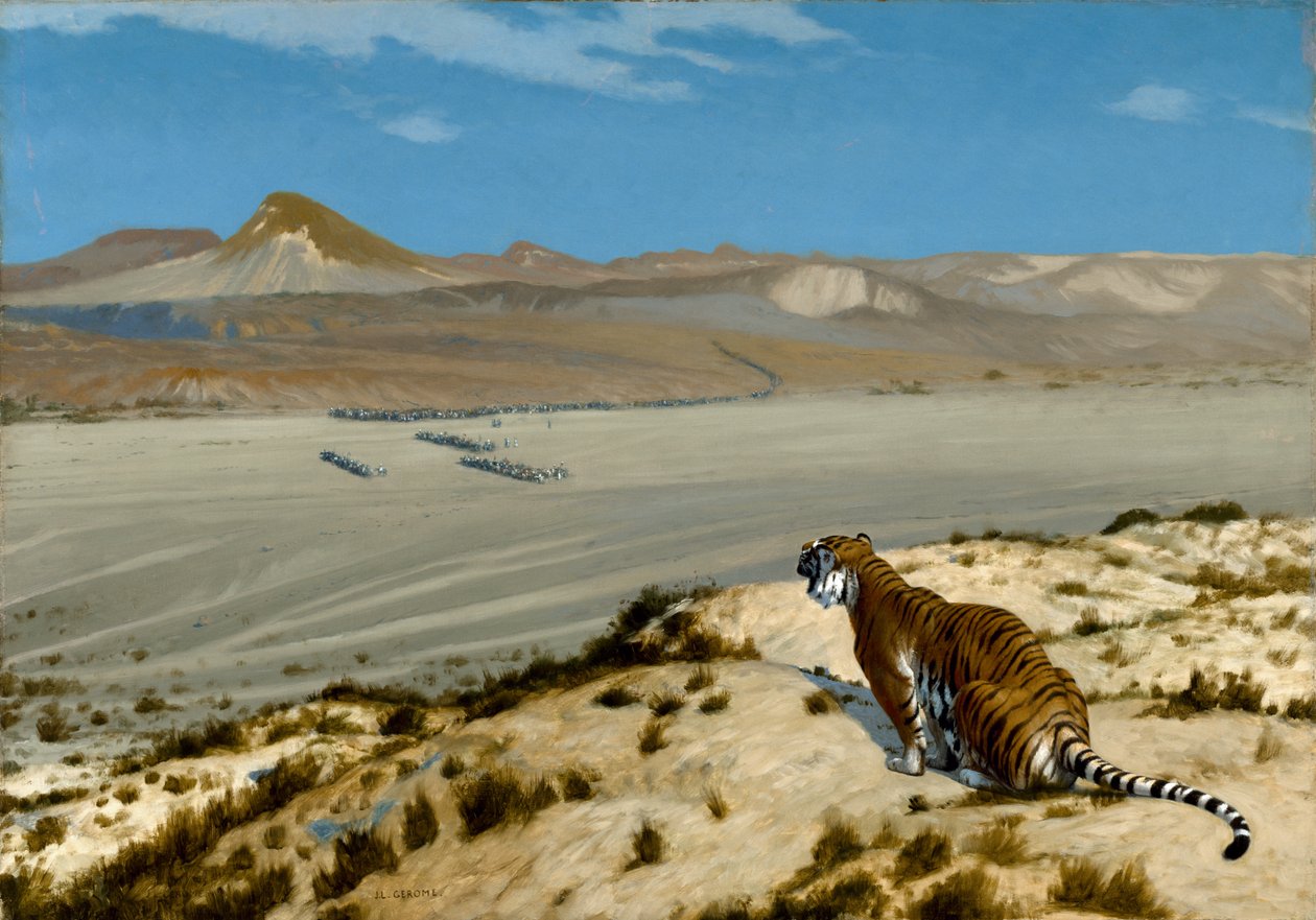 Tigris az órán, 1888 körül (olaj, vászon) alkotó: Jean Leon Gerome
