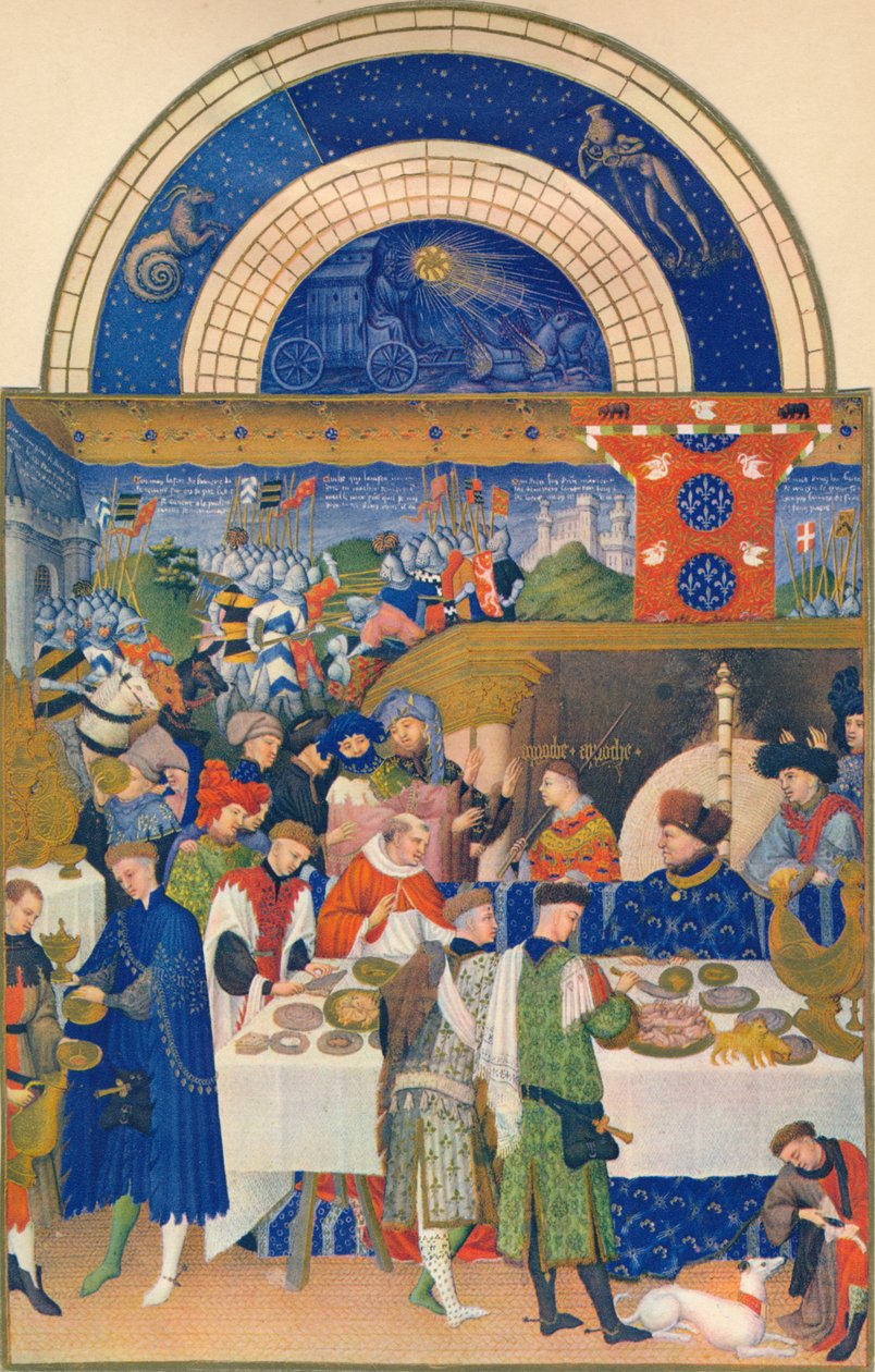 Január – a Duc de Berry az asztalnál, 15. század, 1939. alkotó: Jean Limbourg