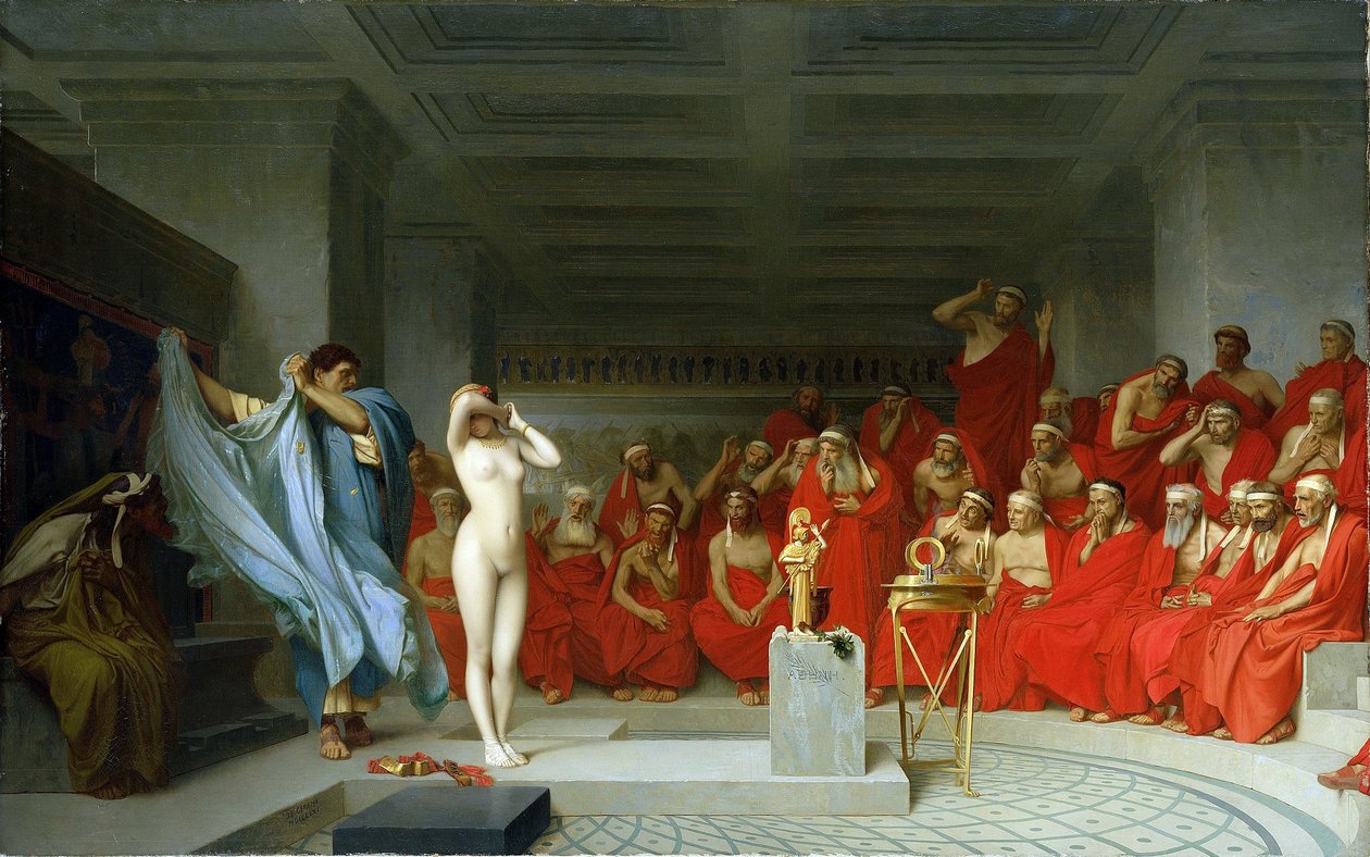 Phryne az Areopágosz előtt. alkotó: Jean Leon Gerome