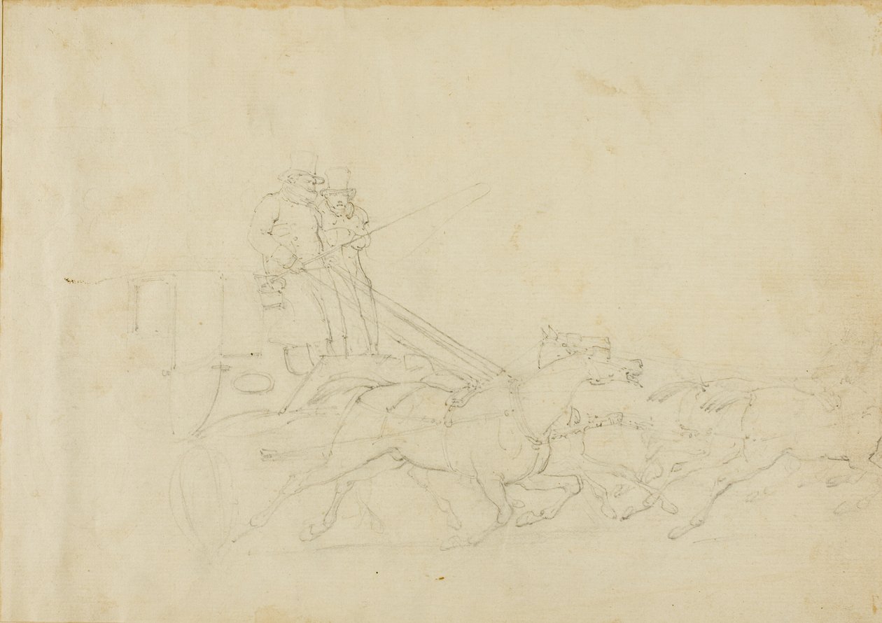 Négy galoppozó ló által vontatott hintó alkotó: Jean Louis André Théodore Géricault