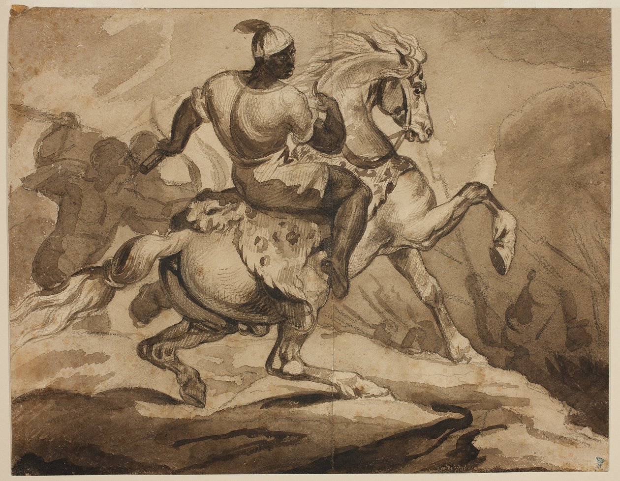 Haiti lovas (jelenet a "Francia gyarmati háborúkból") alkotó: Jean Louis André Théodore Géricault