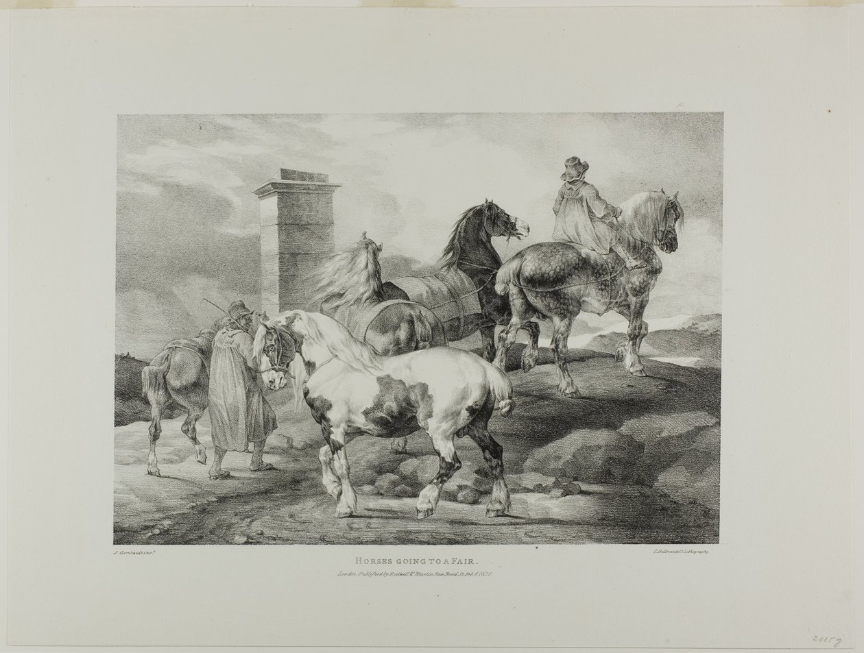 Horses Going to a Fair, plate 3 from Various Subjects Drawn from Life and on Stone (The English Suite) alkotó: Jean Louis André Théodore Géricault