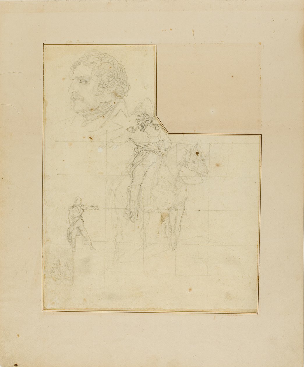 Lovas tiszt és más vázlatok alkotó: Jean Louis André Théodore Géricault