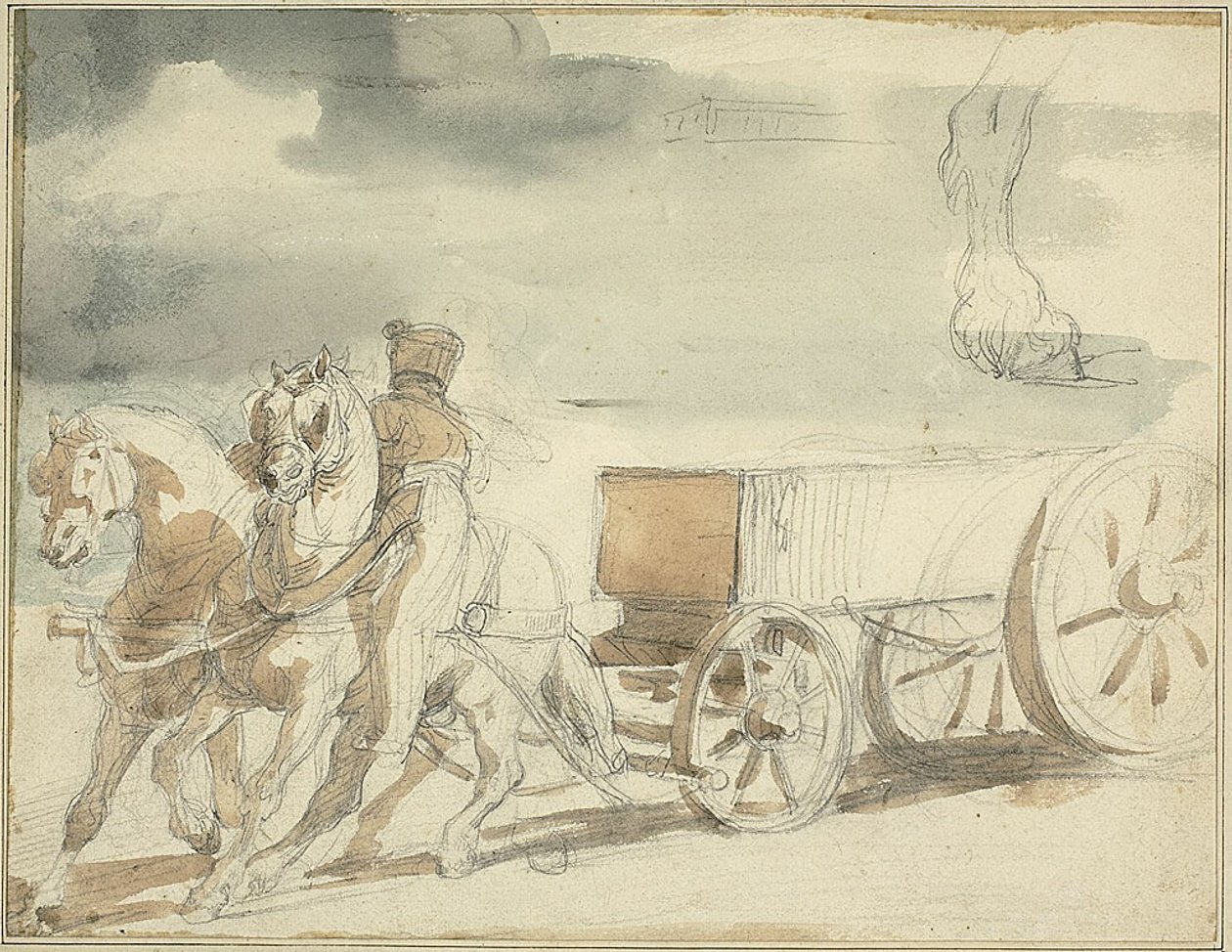 Két ló által vontatott lőszerkocsi alkotó: Jean Louis André Théodore Géricault