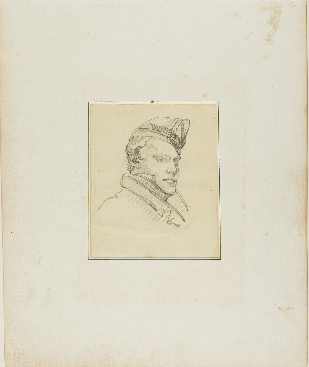 Egy fiatal férfi portréja katonai sapkában alkotó: Jean Louis André Théodore Géricault