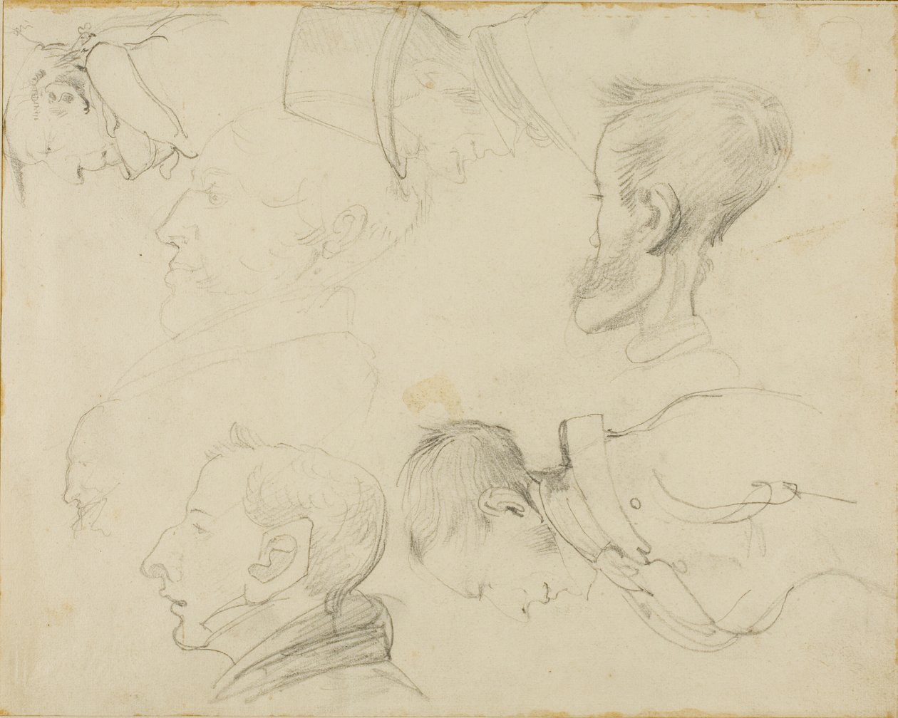 Hét karikatúra fejekről alkotó: Jean Louis André Théodore Géricault
