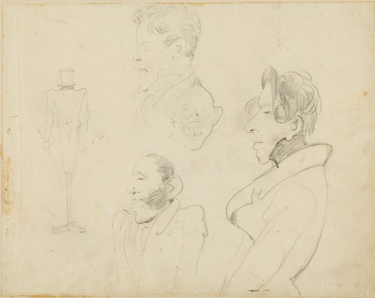 Karikatúrák lapja alkotó: Jean Louis André Théodore Géricault