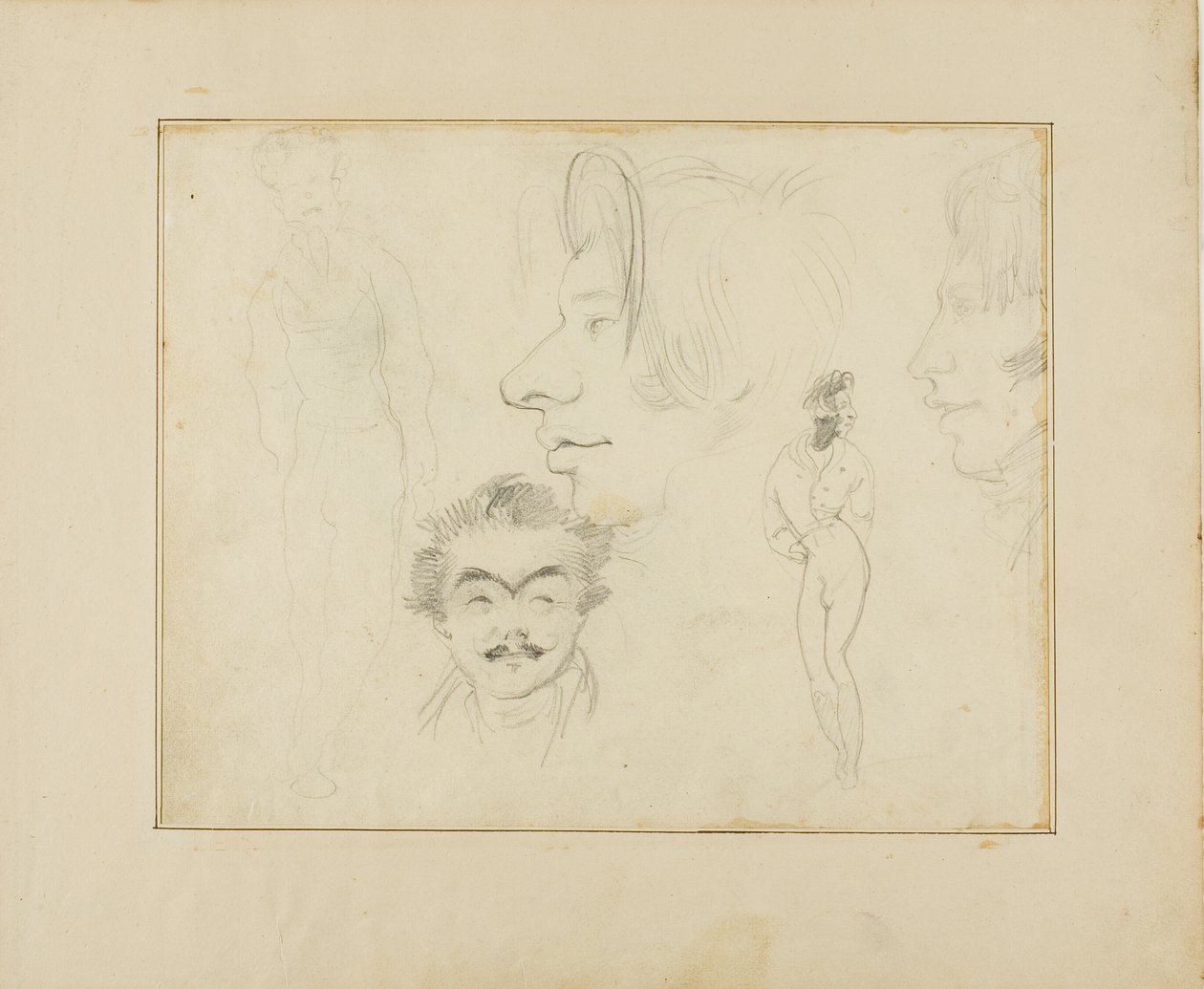 Karikatúrák lapja alkotó: Jean Louis André Théodore Géricault