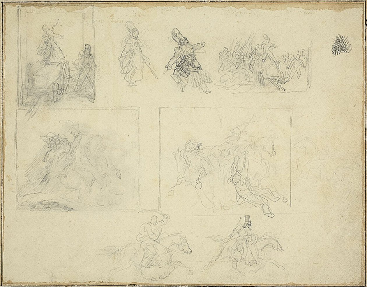 Vázlatok katonai kompozíciókhoz alkotó: Jean Louis André Théodore Géricault