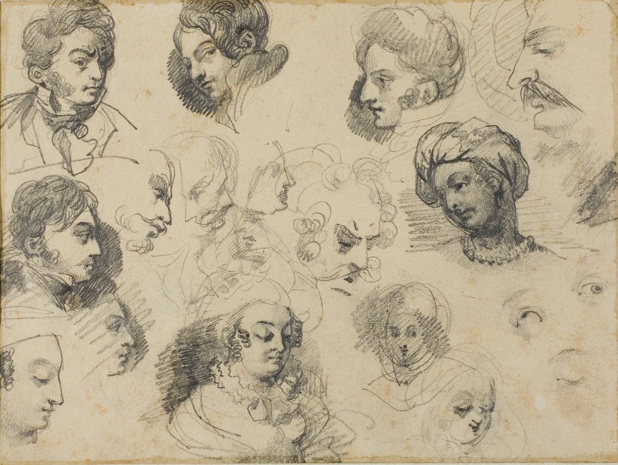 Fejvázlatok alkotó: Jean Louis André Théodore Géricault