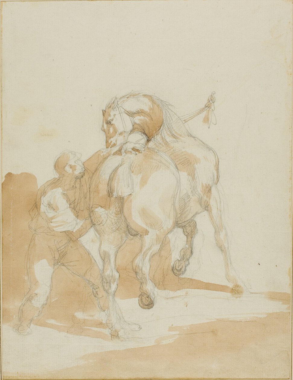 Istállófiú ápolja a lovat alkotó: Jean Louis André Théodore Géricault