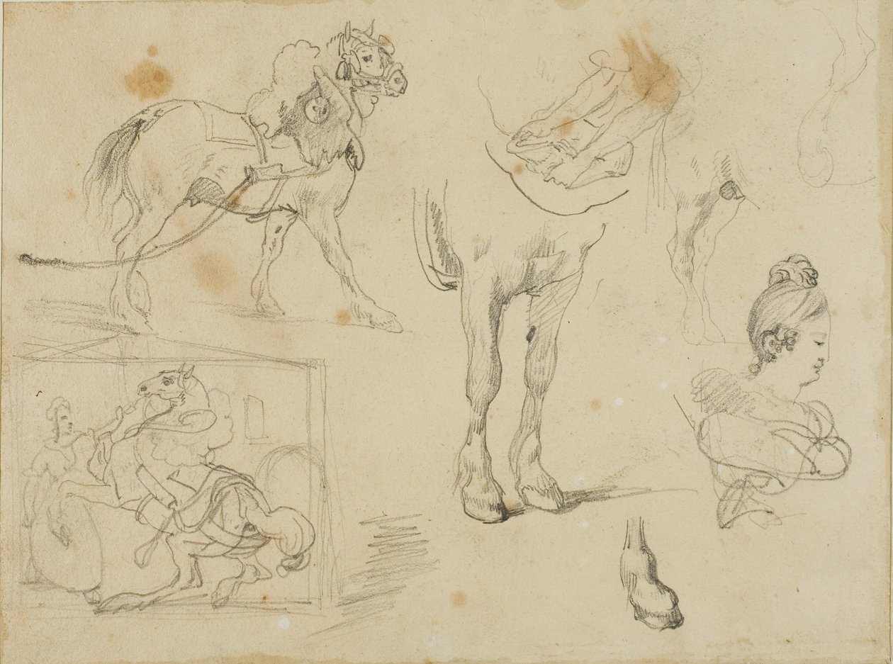 Tanulmányok egy vontatott lóról, egy kovácsról és egy fiatal nőről alkotó: Jean Louis André Théodore Géricault