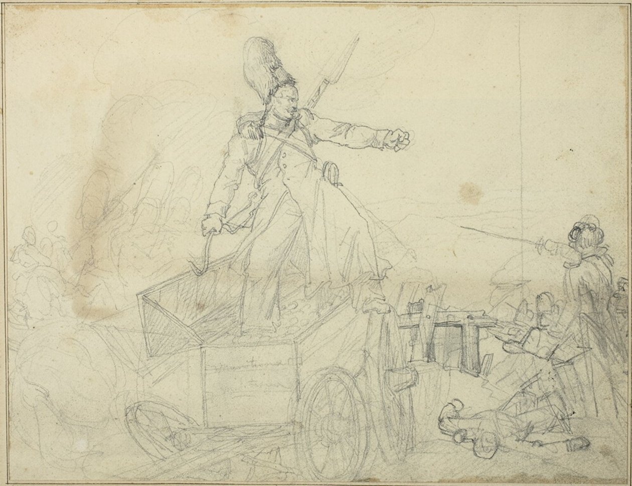 Tanulmány a tüzérségi keszonhoz alkotó: Jean Louis André Théodore Géricault
