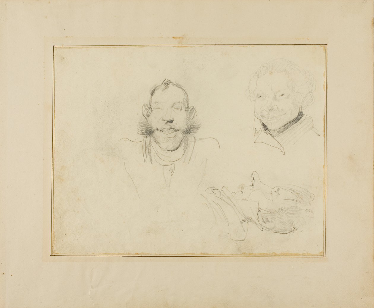 Három karikatúra fejekről alkotó: Jean Louis André Théodore Géricault