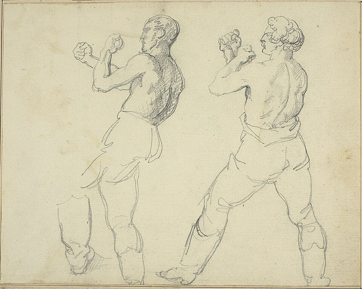 Két bokszoló balra néz alkotó: Jean Louis André Théodore Géricault