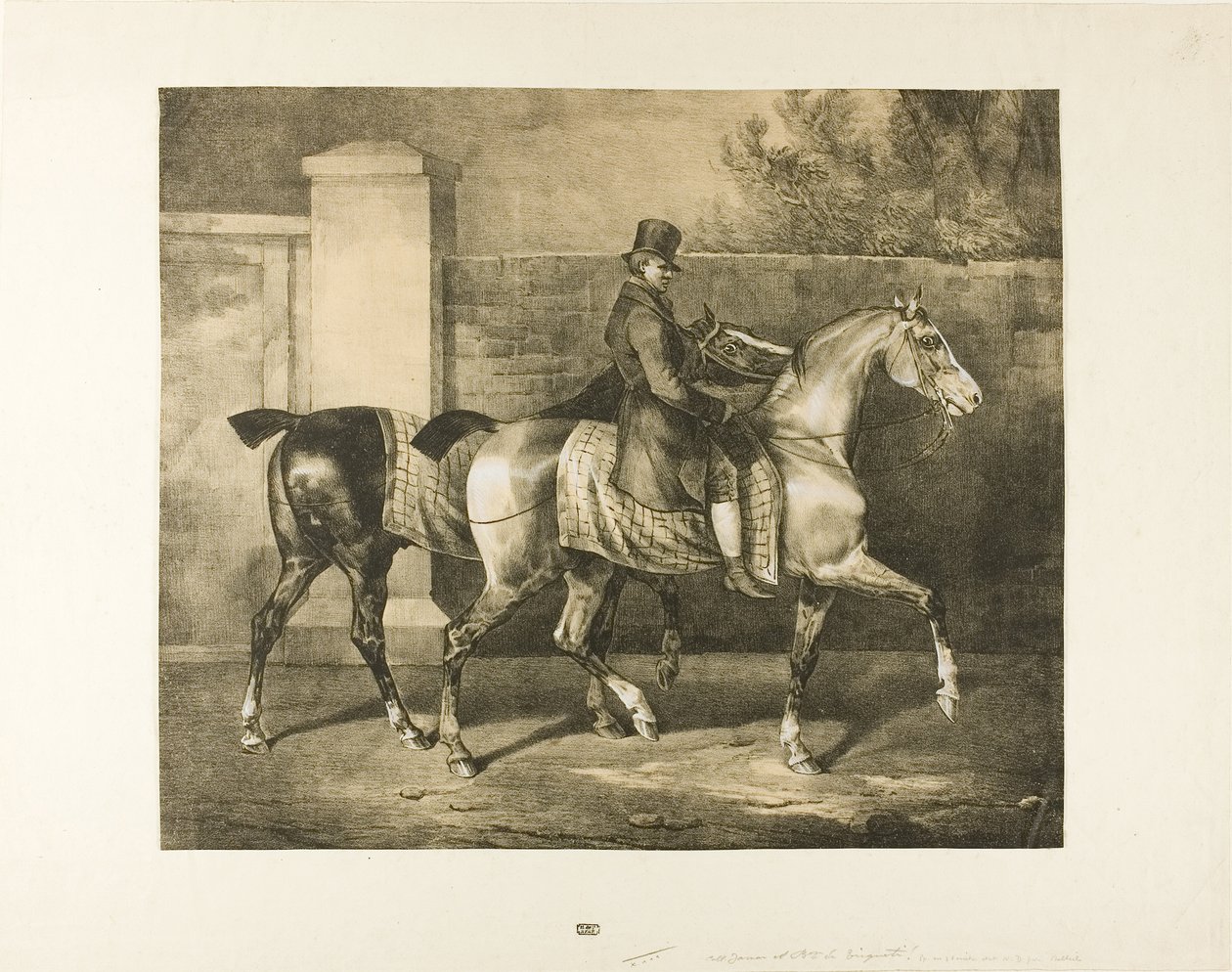 Két lovat sétáltat egy zsoké alkotó: Jean Louis André Théodore Géricault