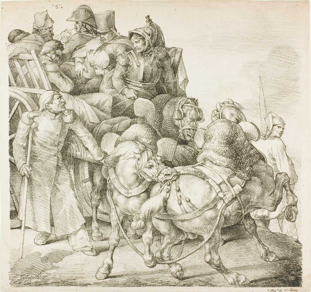 Sebesült katonákkal megrakott kocsi alkotó: Jean Louis André Théodore Géricault