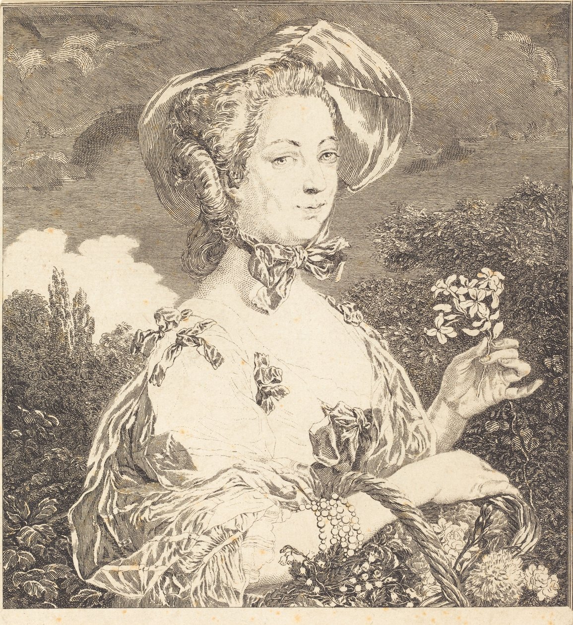 A Marquise de Pompadour, mint egy gyönyörű kert. alkotó: Jean Louis Anselin