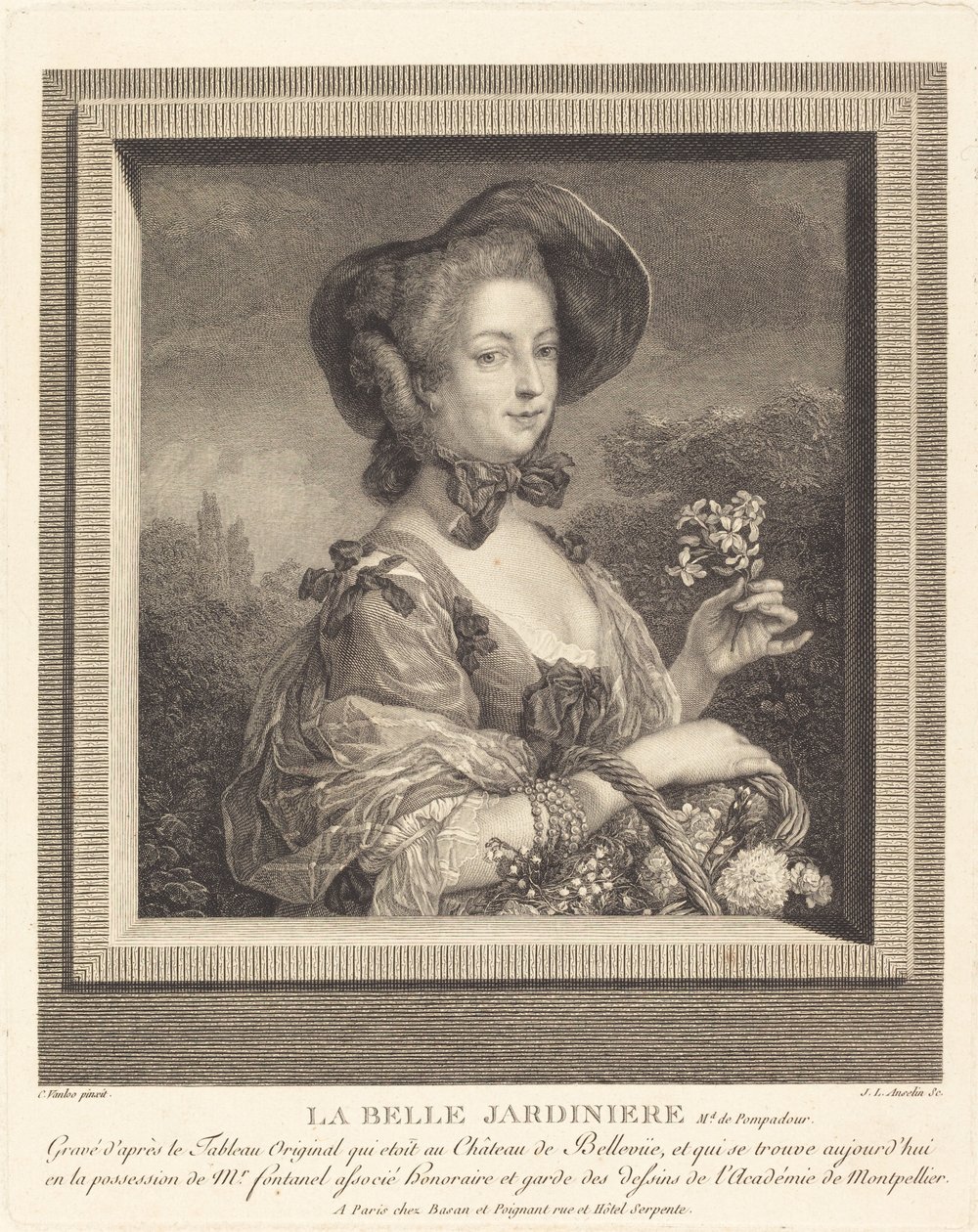 A Marquise de Pompadour, mint egy gyönyörű kert alkotó: Jean Louis Anselin after Carle Van Loo