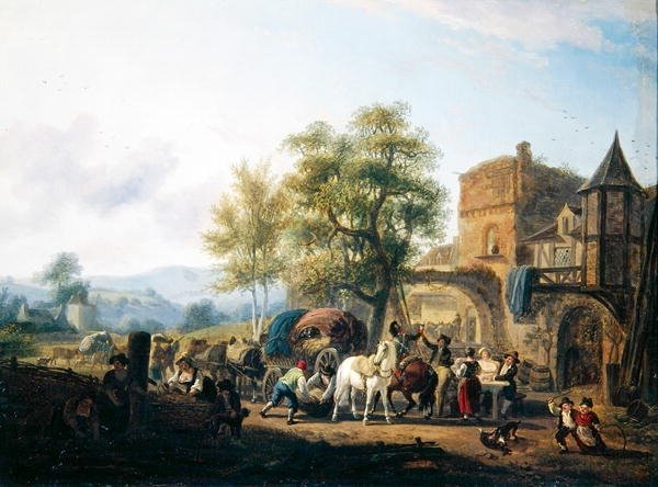 Pihenjen egy fogadó előtt alkotó: Jean Louis De Marne