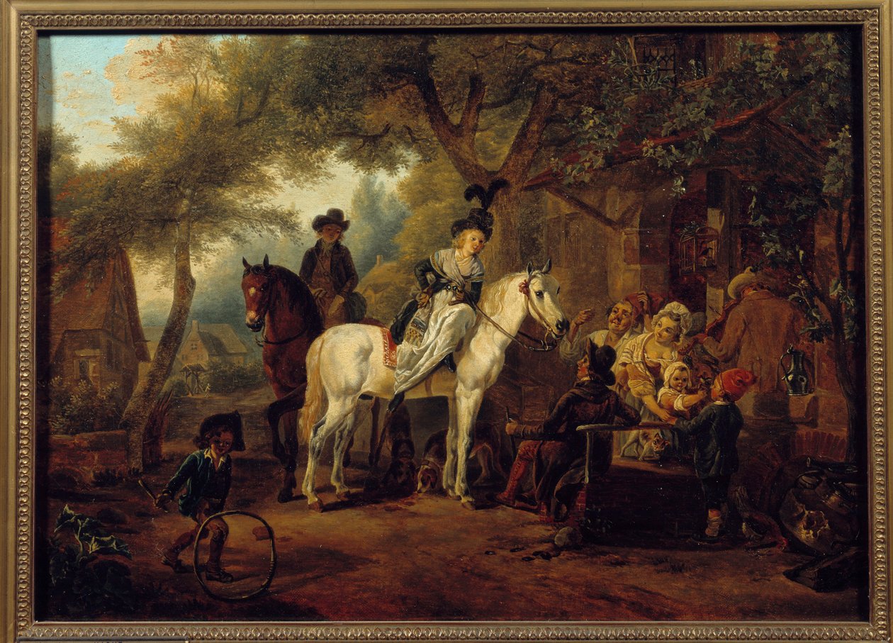 Utasmegálló. Jean Louis Demarne (1744-1829) festménye alkotó: Jean Louis Demarne