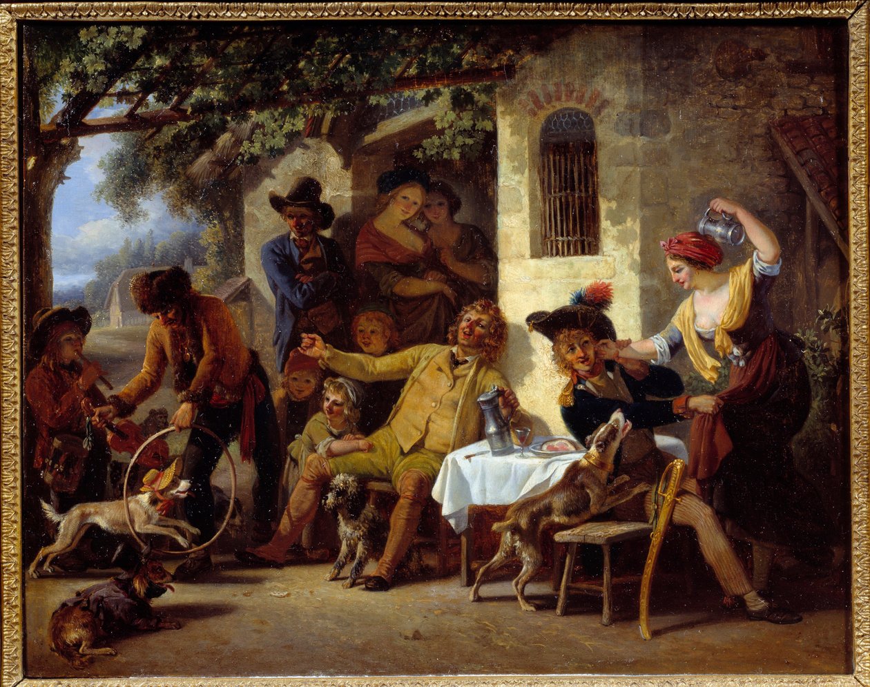 Saltims egy fogadó előtt Jean Louis Demarne festménye (1744-1829) 1823 Grenoble, Musee des Beaux Arts alkotó: Jean Louis Demarne