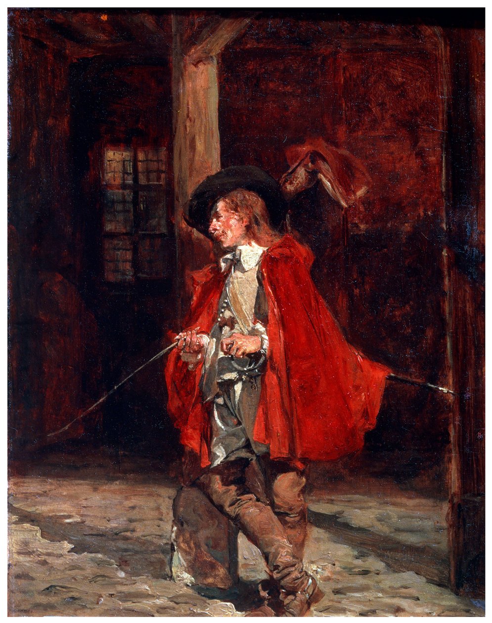Bretteur kardforgató vörös köpenyben, 19. század alkotó: Jean Louis Ernest Meissonier