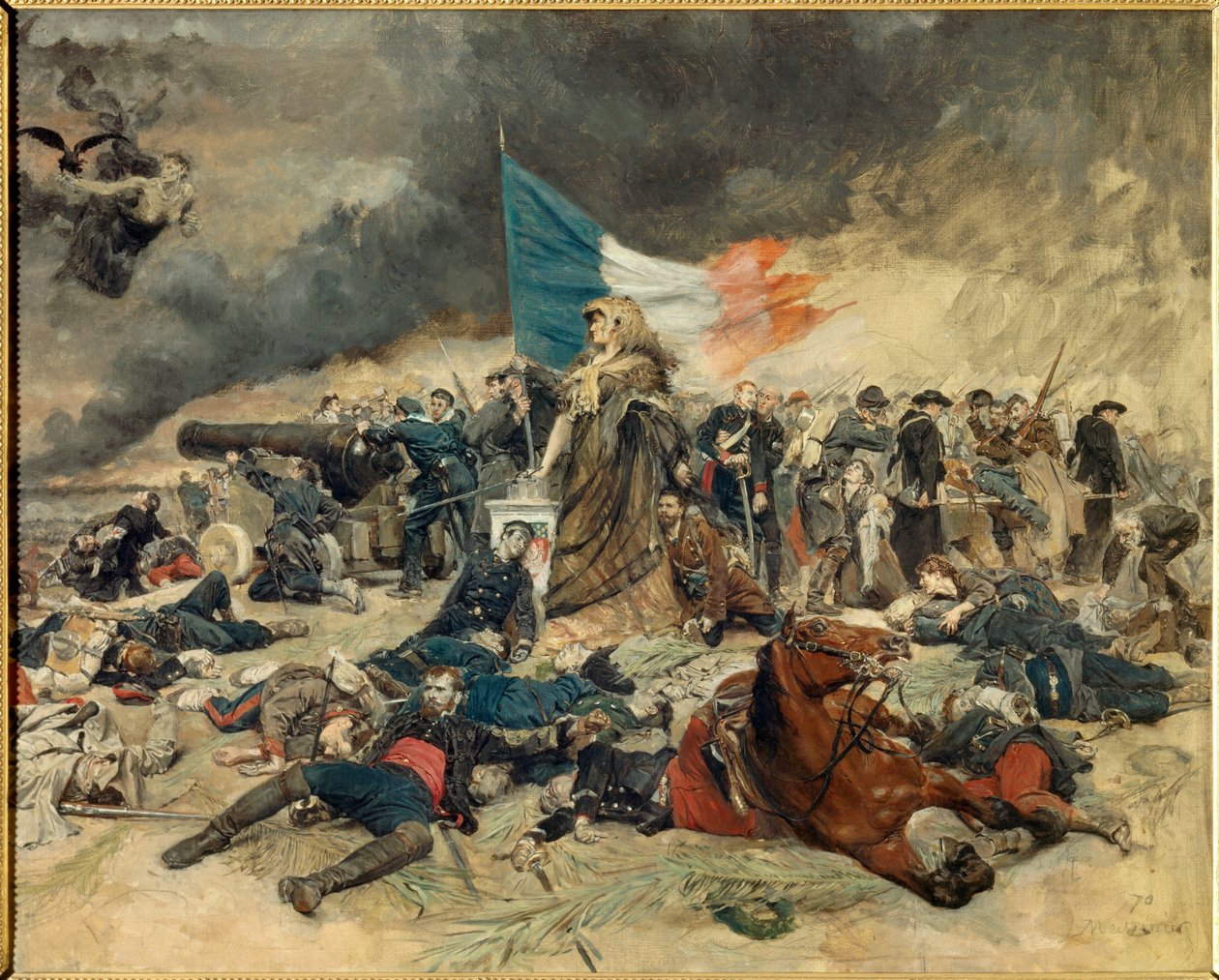 Le Siege de Paris (1870-1871), a poroszok által ostromlott Párizs allegóriája. Ernest Meissonier (1815-1891) festménye. 1871-1891. Mérete 0,53 x 0,70 m Párizs, Orsay Múzeum alkotó: Jean Louis Ernest Meissonier