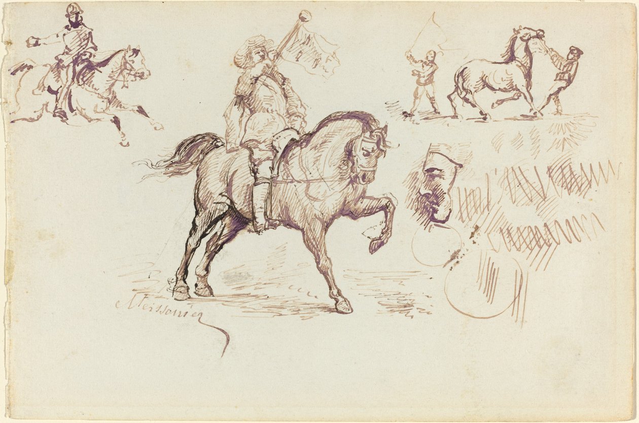 Murcia hírnöke és más tanulmányok (recto) alkotó: Jean Louis Ernest Meissonier
