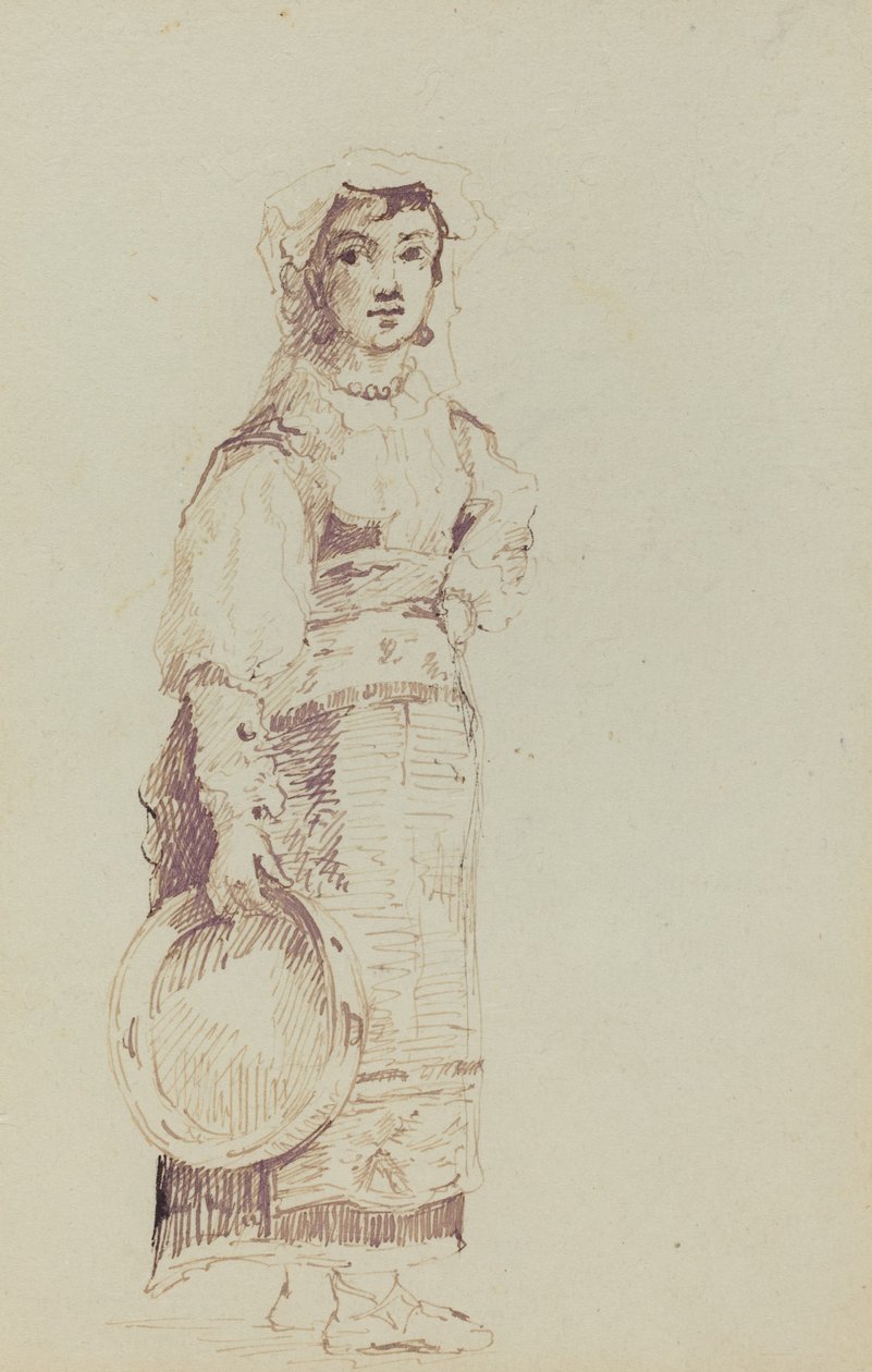 Nő tamburával (fordítva) alkotó: Jean Louis Ernest Meissonier