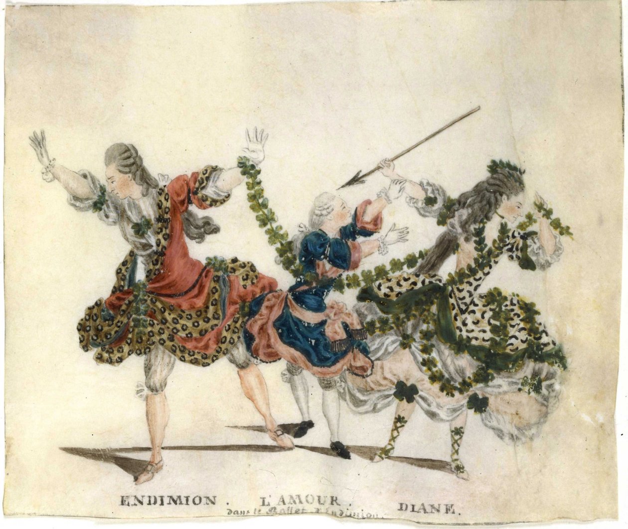 Jelmeztervezés Gaetano Vestris Endymion című balettjéhez, 1773-1778. alkotó: Jean Louis Fesch
