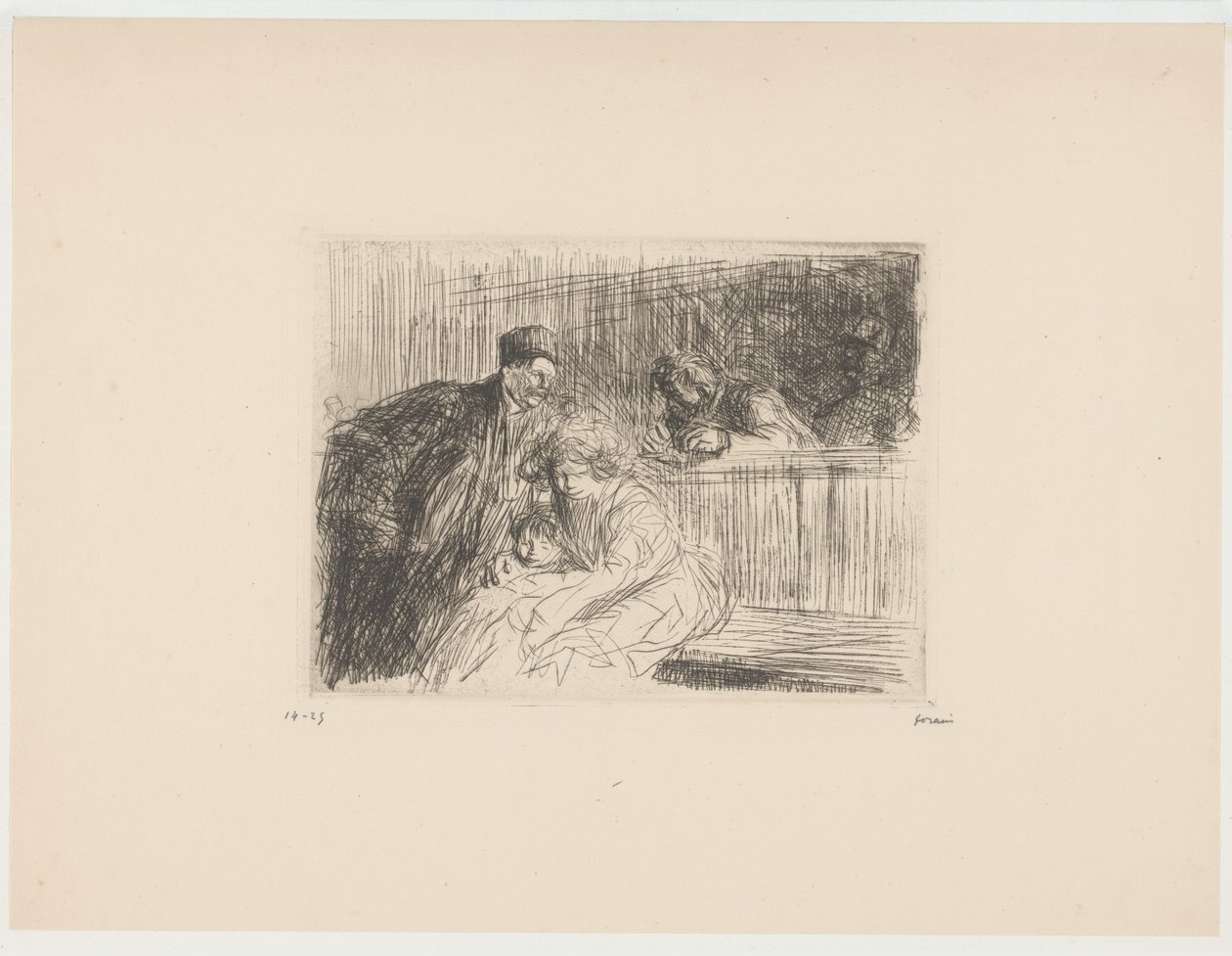 Ügyvéd az ügyfelekkel a bíróságon alkotó: Jean Louis Forain (signed by artist)