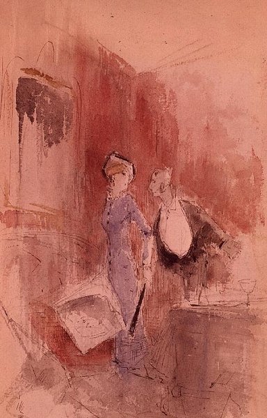 Az étteremben (akvarell) alkotó: Jean Louis Forain