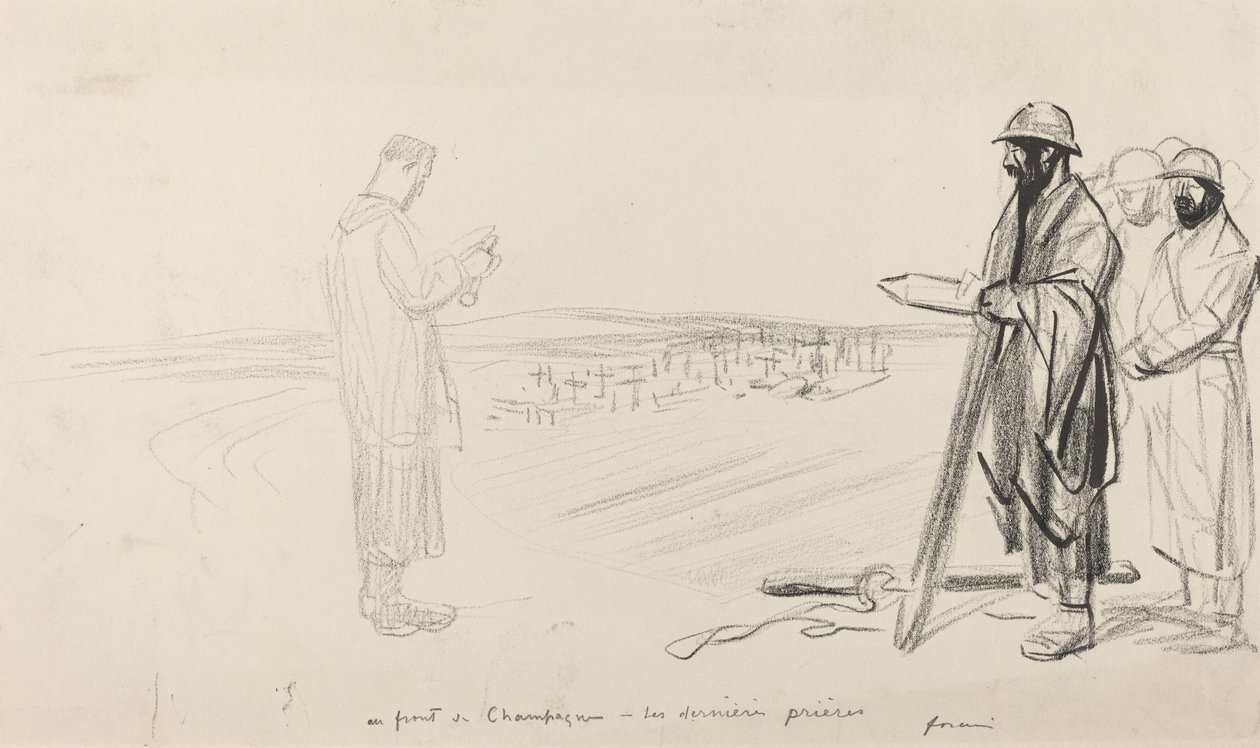 Champagne elején - Az utolsó imák, c. 19141919. alkotó: Jean Louis Forain