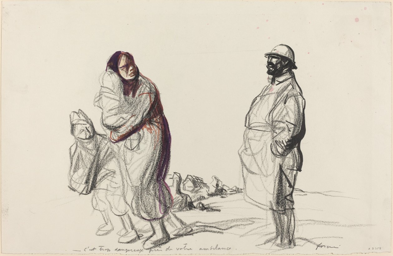 Túl veszélyes a mentőautója közelében, c. 19141919. alkotó: Jean Louis Forain