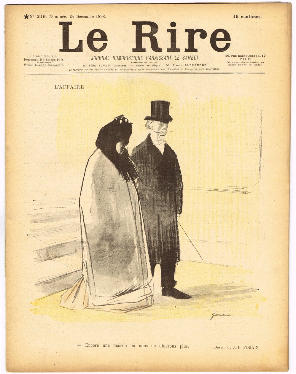 A „Le Lire” címlapja, színekben szatirikus alkotó: Jean Louis Forain