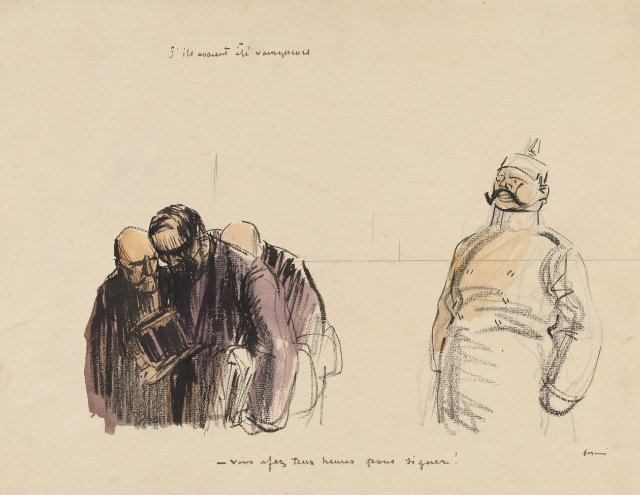 Ha győztek volna - Két órád van az aláírásra, c. 1919. alkotó: Jean Louis Forain