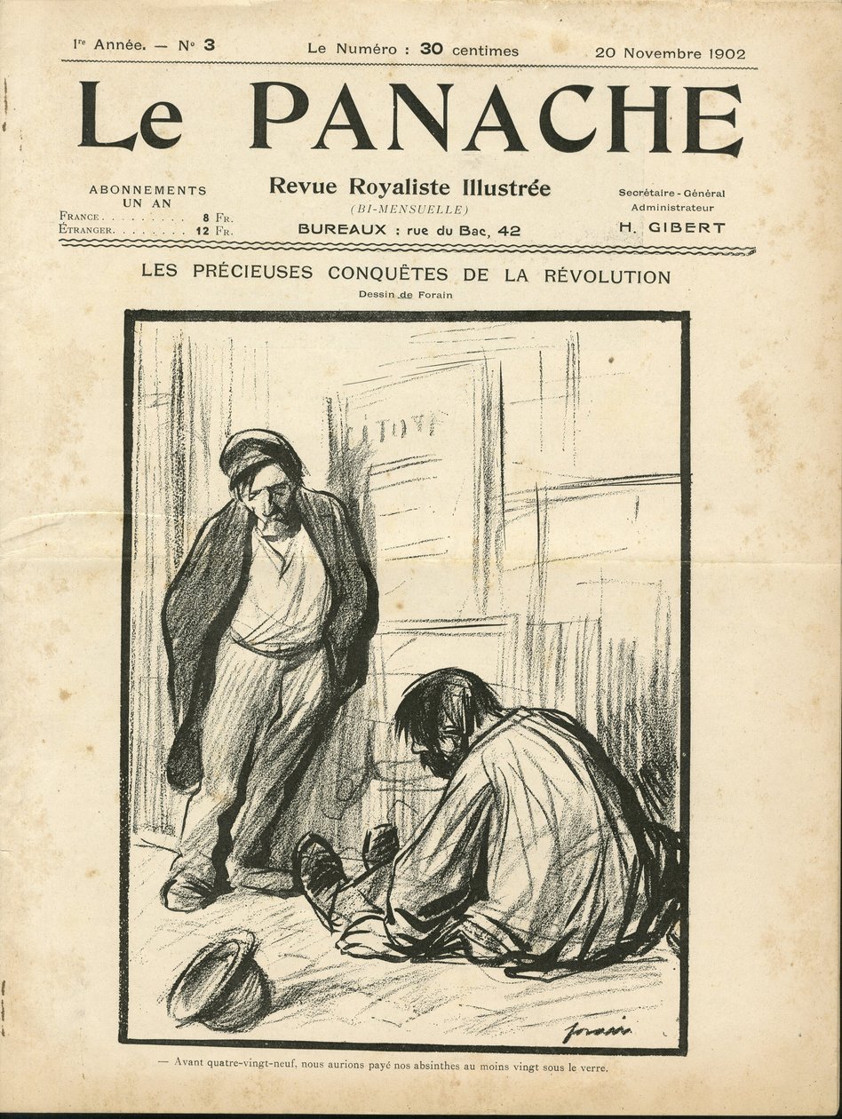 Jean-Louis Forain (1852-1931) illusztrációja a Le Panache címlapjára, a royalist magazin illustree-je alkotó: Jean Louis Forain