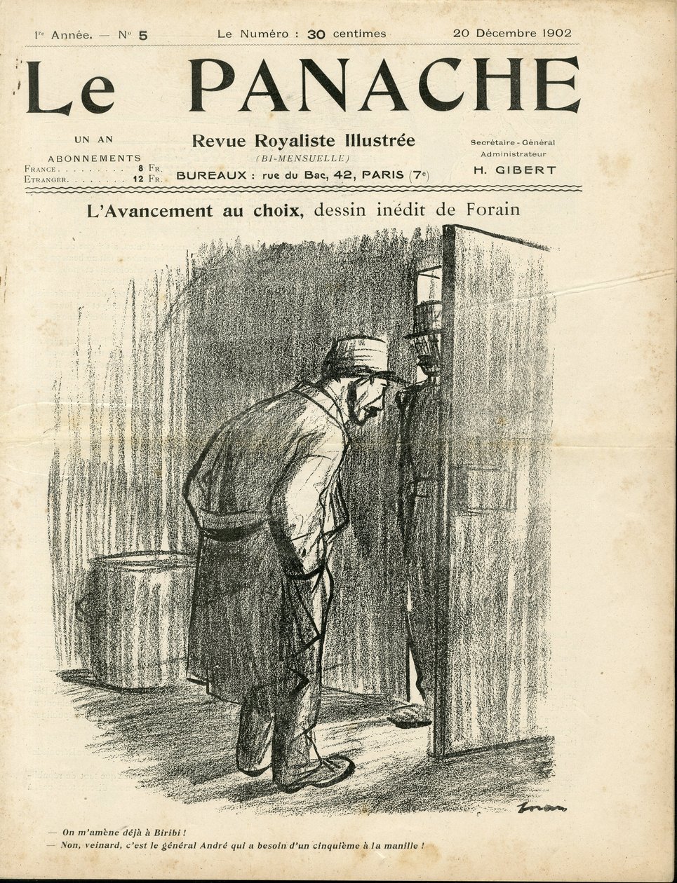 Jean-Louis Forain (1852-1931) illusztrációja a Le Panache címlapjára, a royalist magazin illustree-je alkotó: Jean Louis Forain