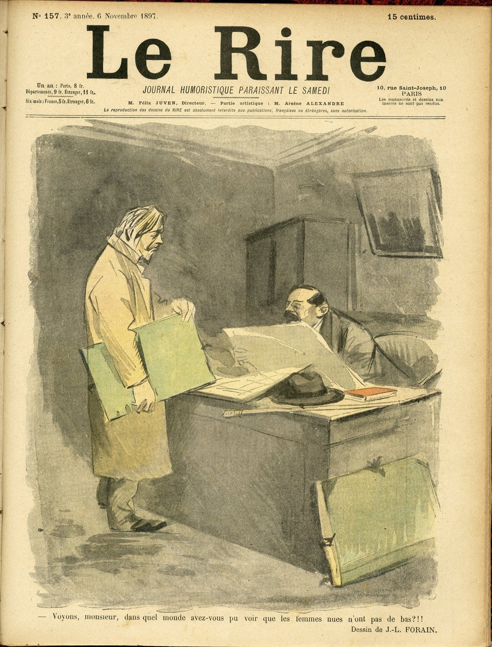 Jean-Louis Forain (1852-1931) illusztrációja a Le Rire borítójára alkotó: Jean Louis Forain