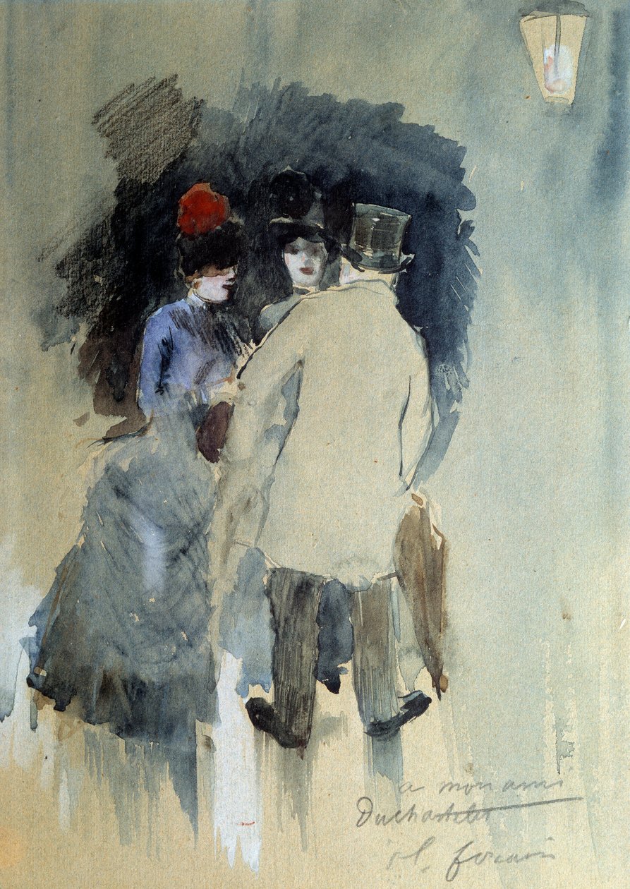 A találkozás Jean Louis Forain akvarellje (1852-1931) XX. alkotó: Jean Louis Forain