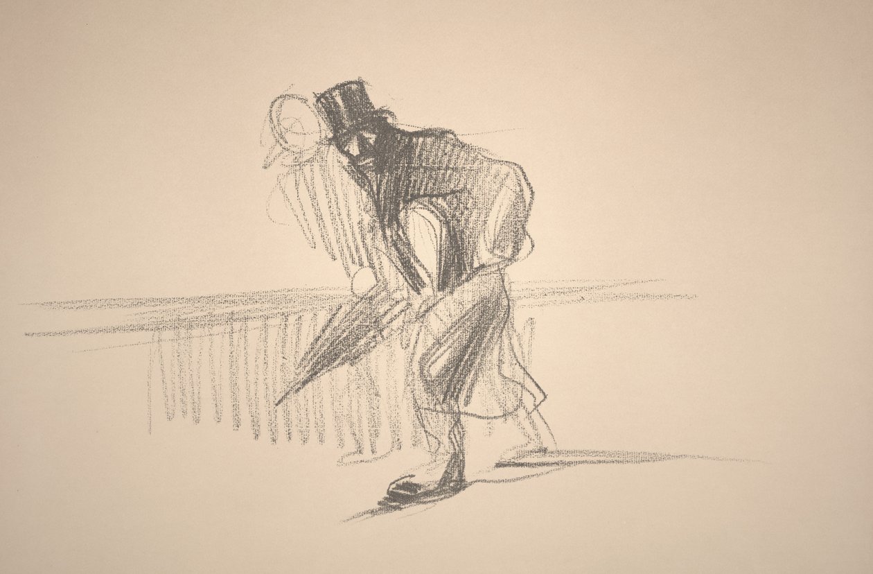Férfi esernyős (litho) alkotó: Jean Louis Forain