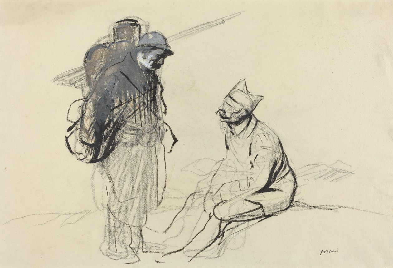 Poilu és Tommy beszélgetés, c. 19141919. alkotó: Jean Louis Forain